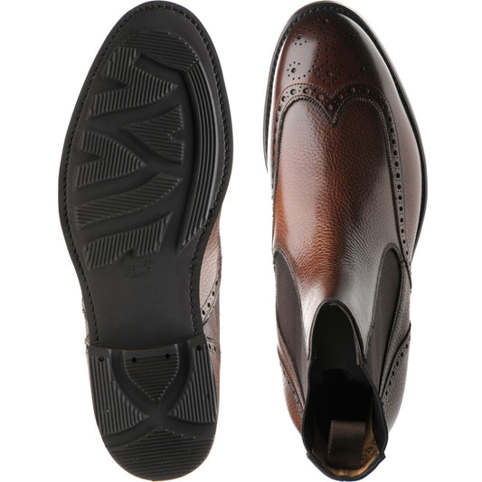 Product image for Herring Clark mens rubber-soled brogue Chelsea boots in brown grain