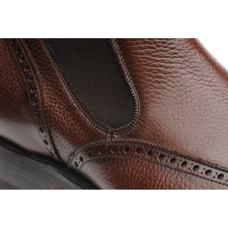 Product image for Herring Clark mens rubber-soled brogue Chelsea boots in brown grain