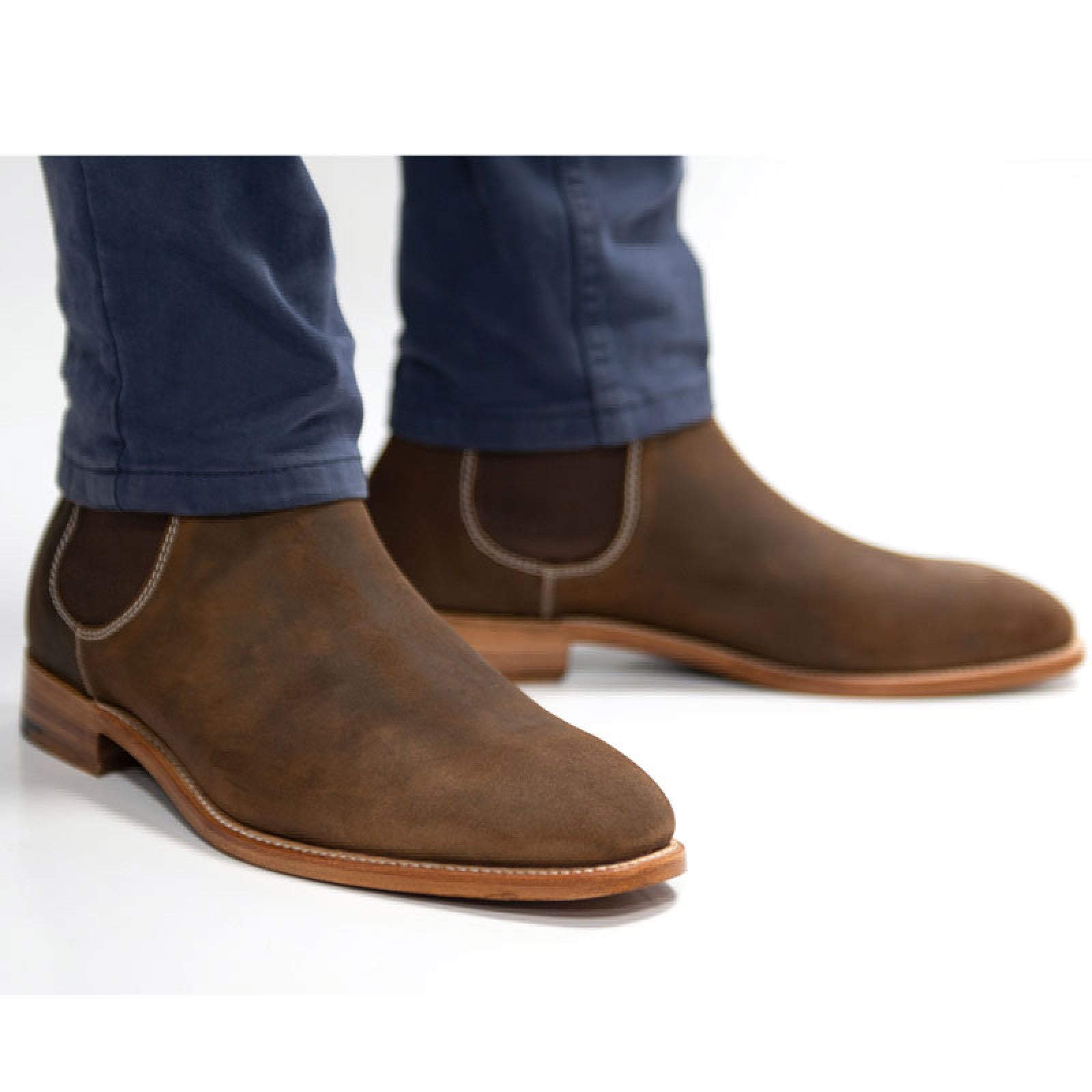 Product image for Herring Coburn mens Chelsea boots in brown waxy suede