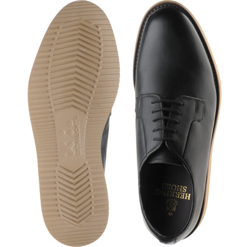 Product image for Herring Cookham mens rubber-soled Derby shoes in black waxy