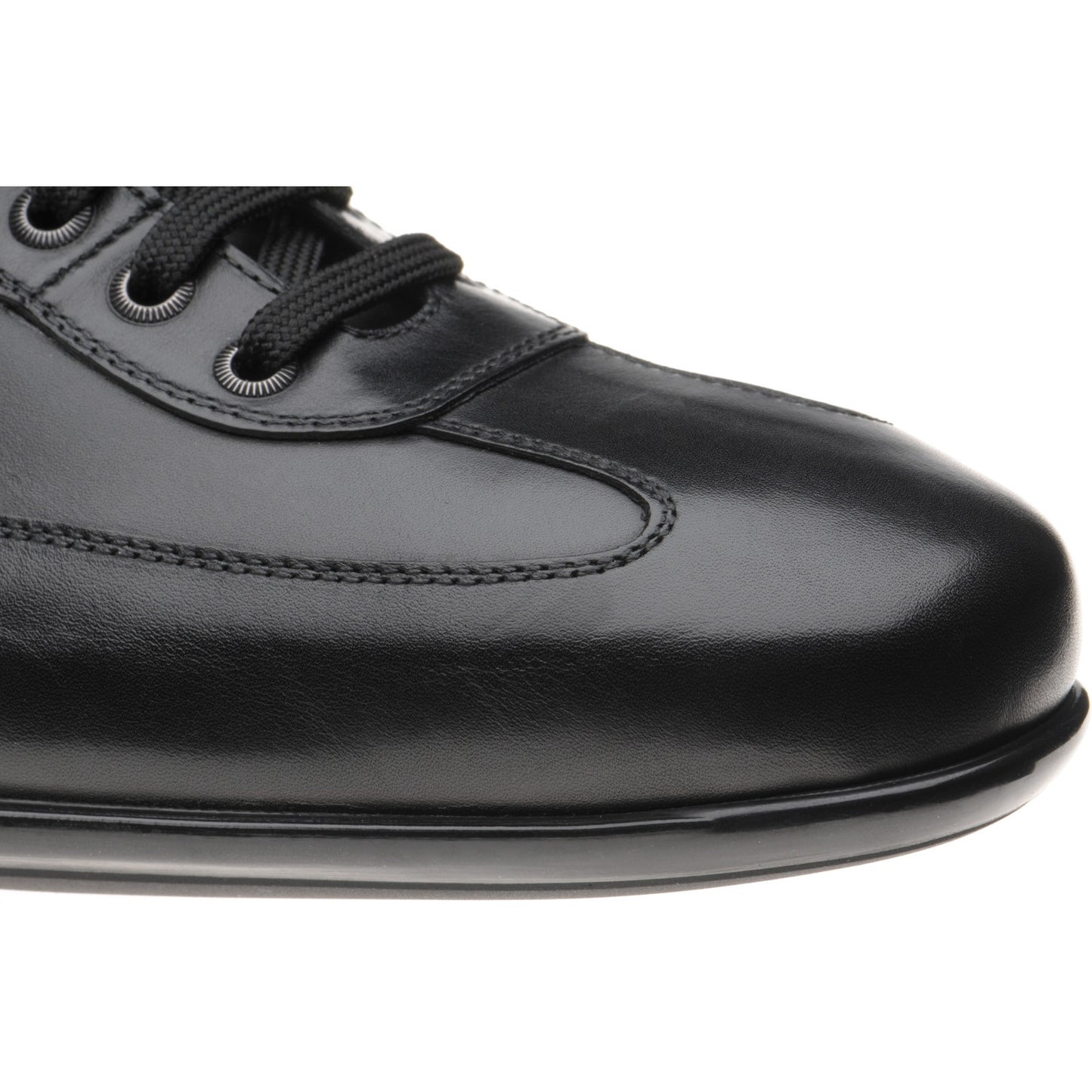 Product image for Herring Cosford mens rubber-soled trainers in black calf