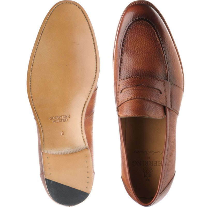 Product image for Herring Dartford mens loafers in tan soft grain