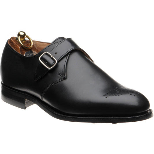 Product image for Herring Didsbury mens rubber-soled monk shoes in black calf