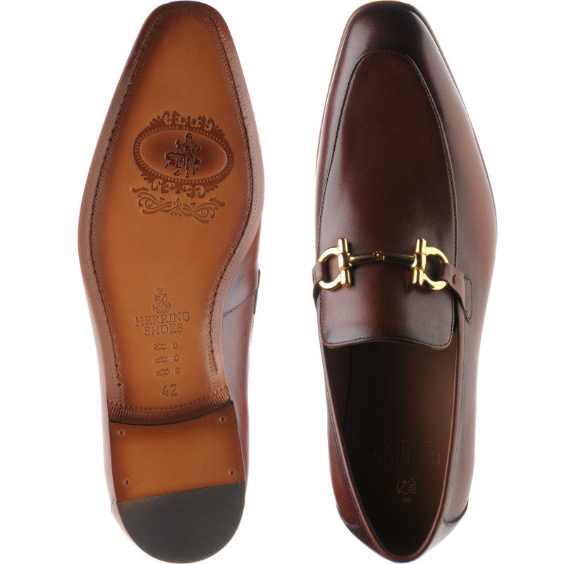 Product image for Herring Dillon mens loafers in conker calf