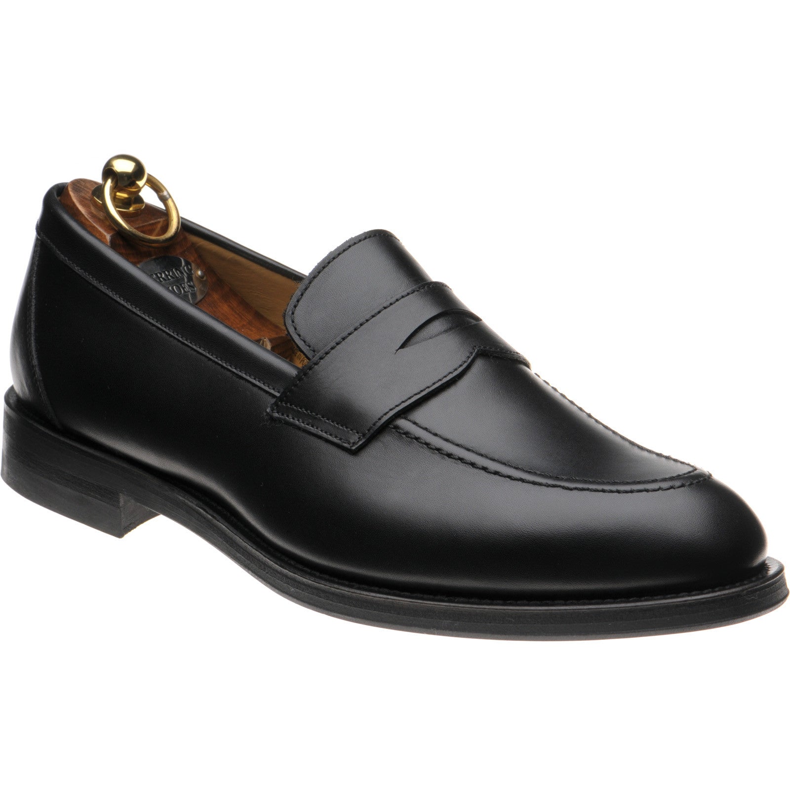 Herring Dunham II Rubber mens rubber-soled loafers in black calf