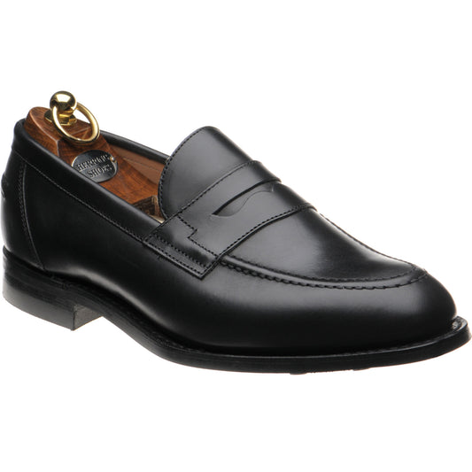 Product image for Herring Dunham mens rubber-soled loafers in black calf