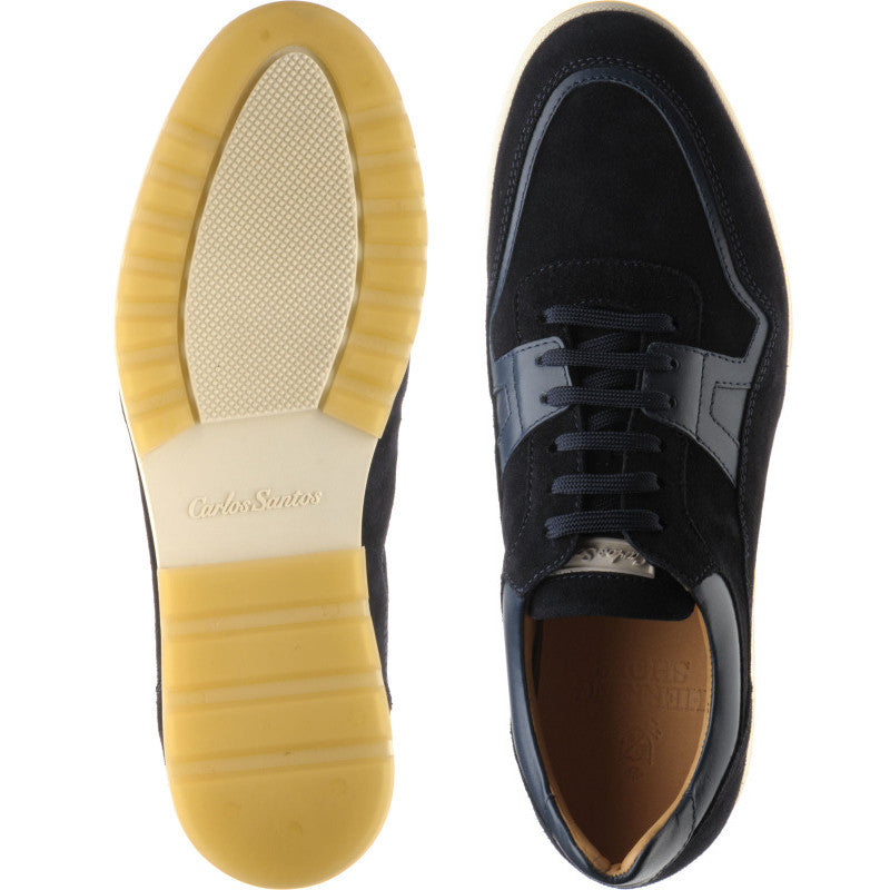 Product image for Herring Dunsfold mens rubber-soled trainers in navy calf and navy suede