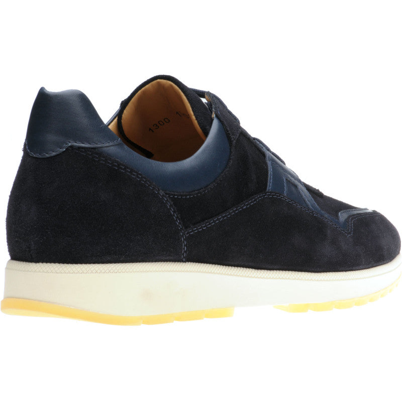 Product image for Herring Dunsfold mens rubber-soled trainers in navy calf and navy suede