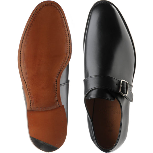 Product image for Herring Edgbaston mens monk shoes in black calf