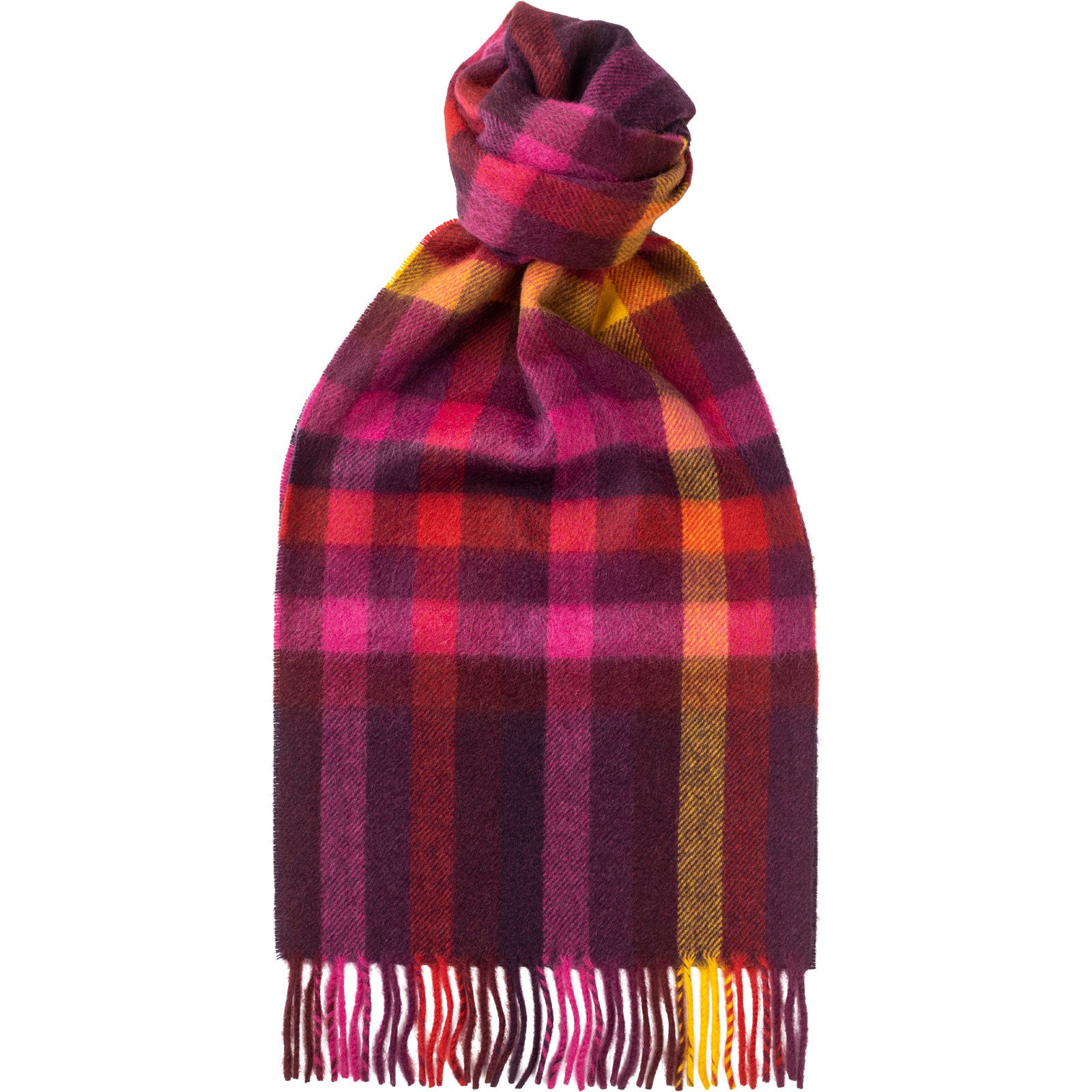 Product image for Herring Eildon Check Cashmere Scarf in pink cashmere