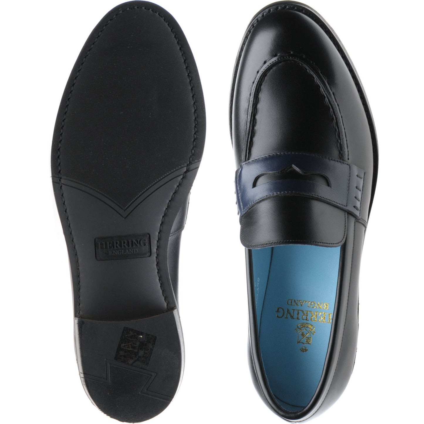 Product image for Herring Emma ladies rubber-soled loafers in black and navy calf