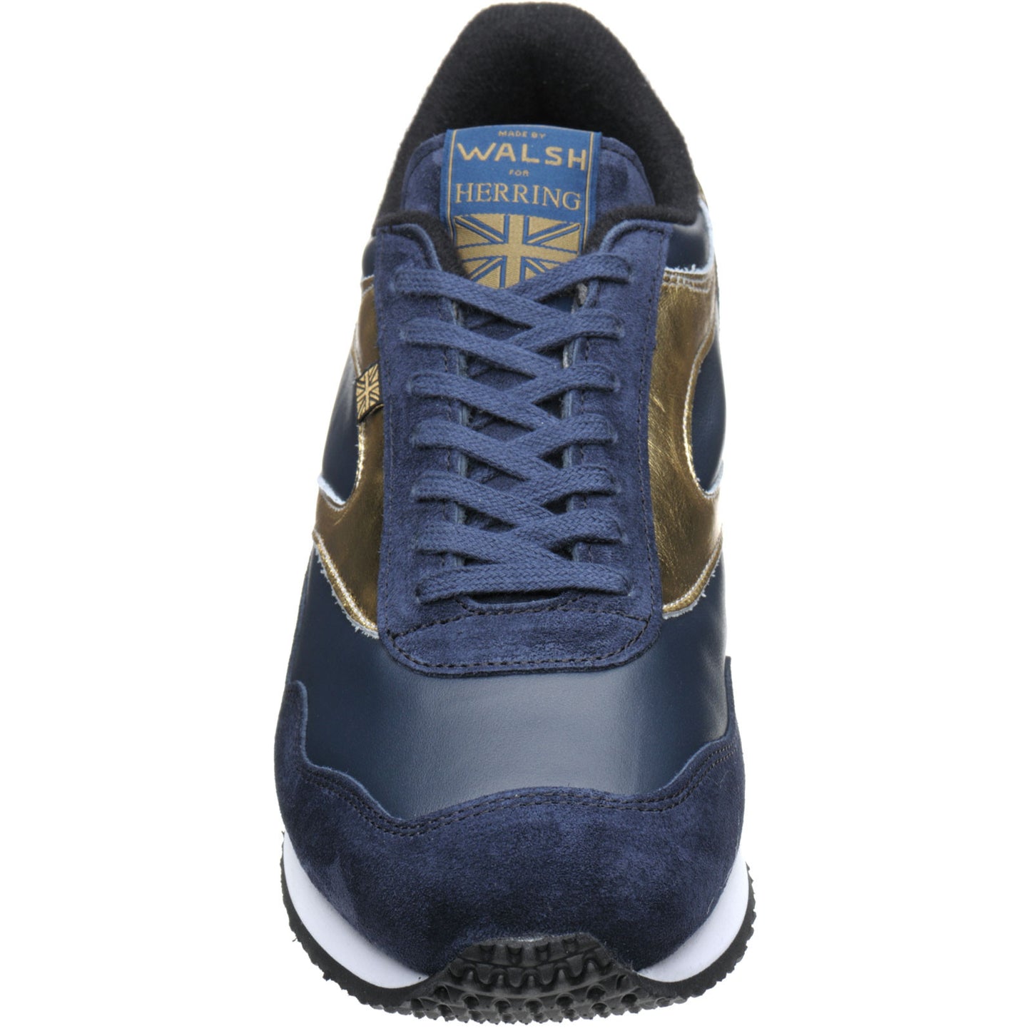 Product image for Herring Ensign Trainer mens rubber-soled trainers in blue suede and navy calf