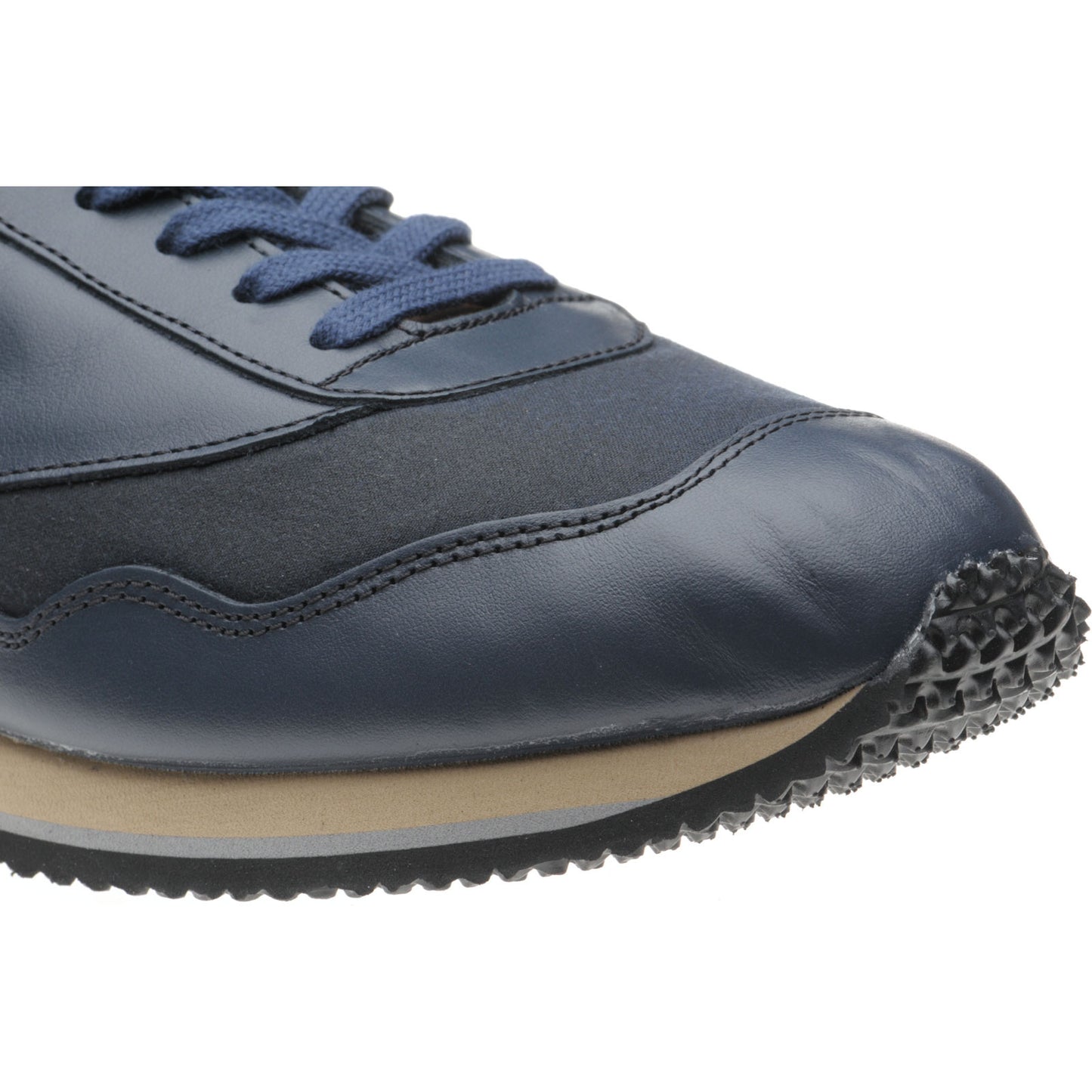 Product image for Herring Ensign Trainer mens rubber-soled trainers in navy calf and navy waxed cotton