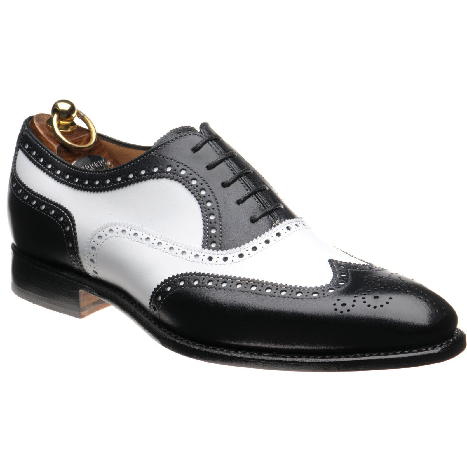 Herring Farnham mens two-tone brogues in black and white calf