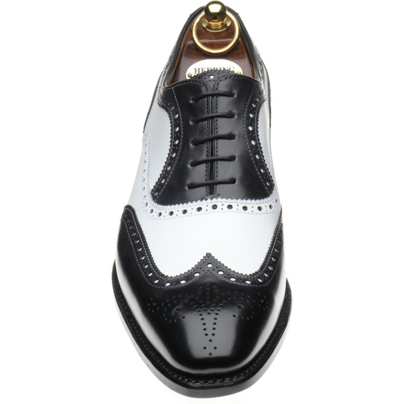 Product image for Herring Farnham mens two-tone brogues in black and white calf