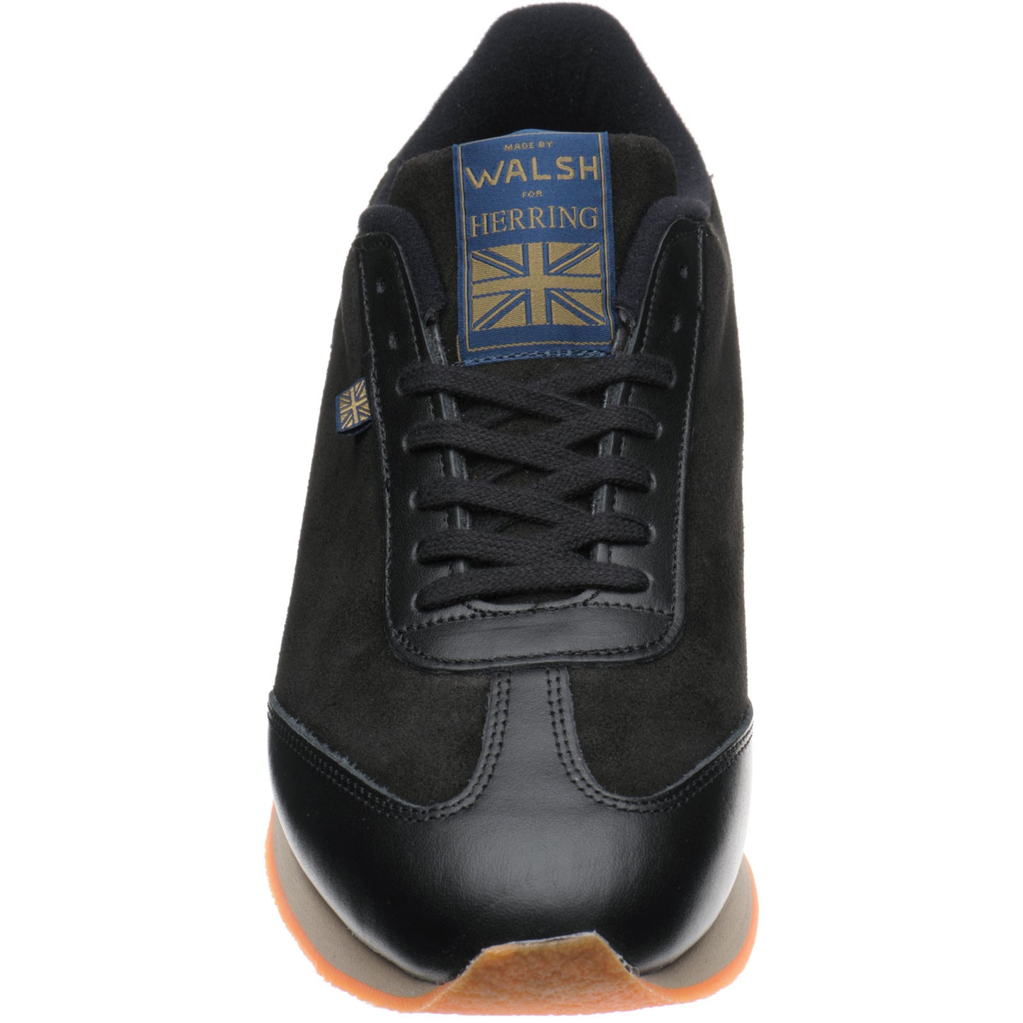 Product image for Herring Fierce Trainer mens rubber-soled trainers in black calf and black suede
