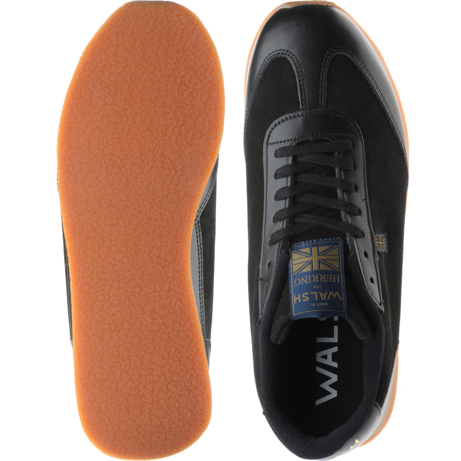 Product image for Herring Fierce Trainer mens rubber-soled trainers in black calf and black suede