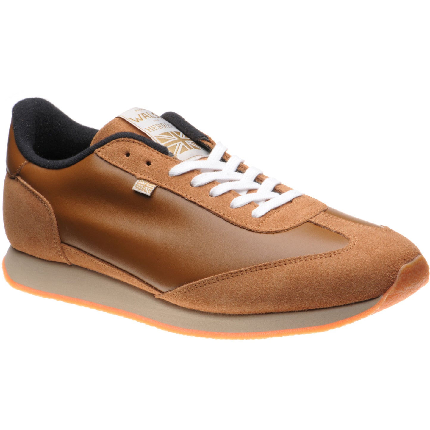 Product image for Herring Fierce Trainer mens rubber-soled trainers in brown calf and tan suede