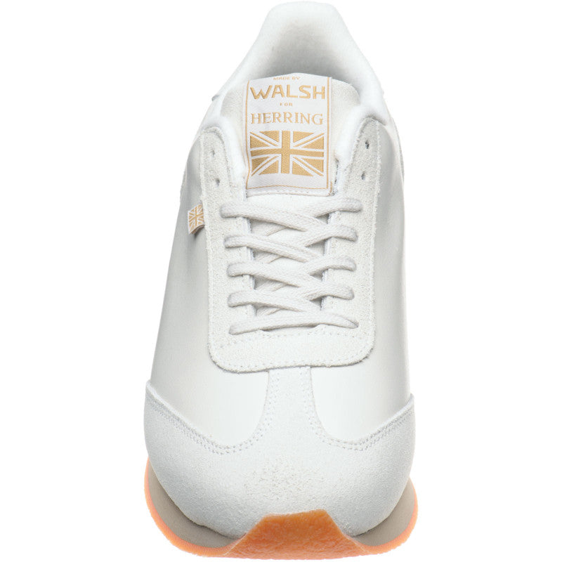 Product image for Herring Fierce Trainer mens rubber-soled trainers in white calf and stone suede