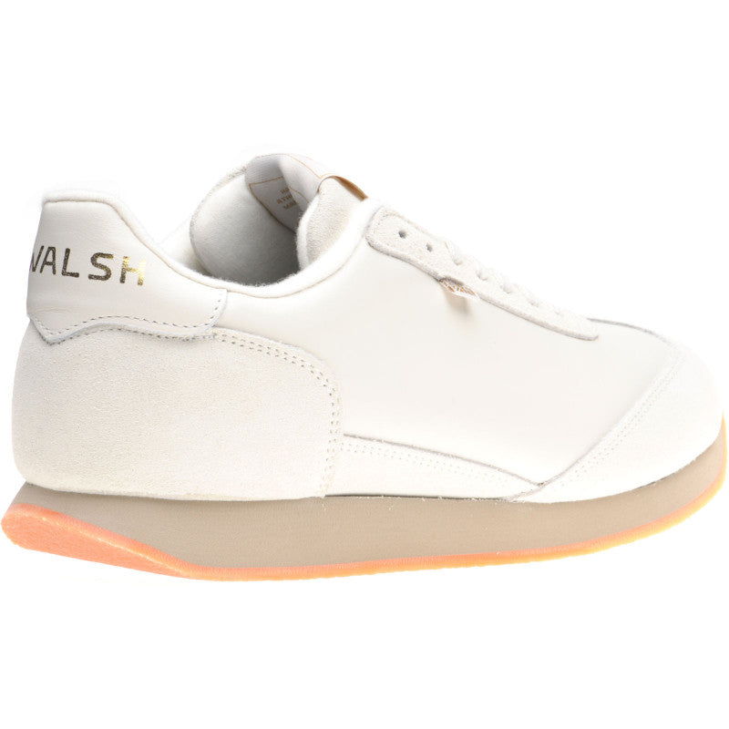Product image for Herring Fierce Trainer mens rubber-soled trainers in white calf and stone suede