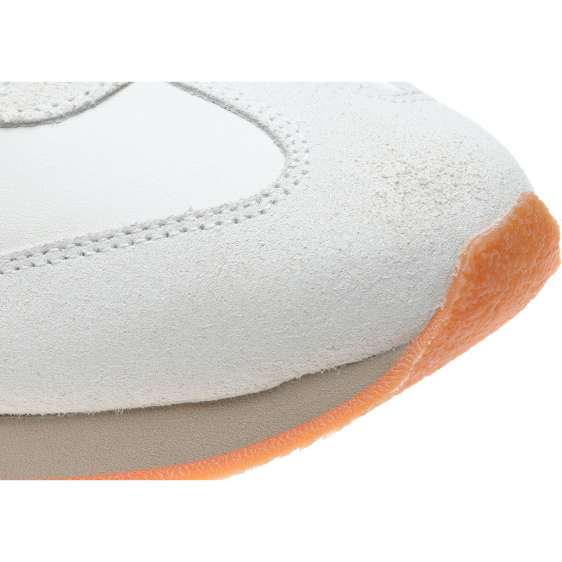 Product image for Herring Fierce Trainer mens rubber-soled trainers in white calf and stone suede