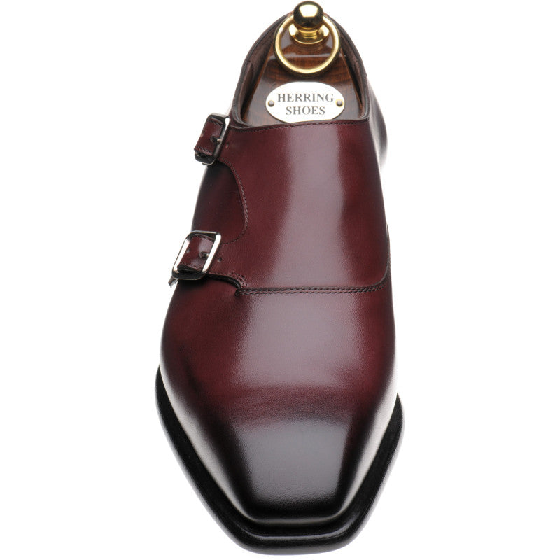 Product image for Herring Fitzrovia mens monk shoes in burgundy calf