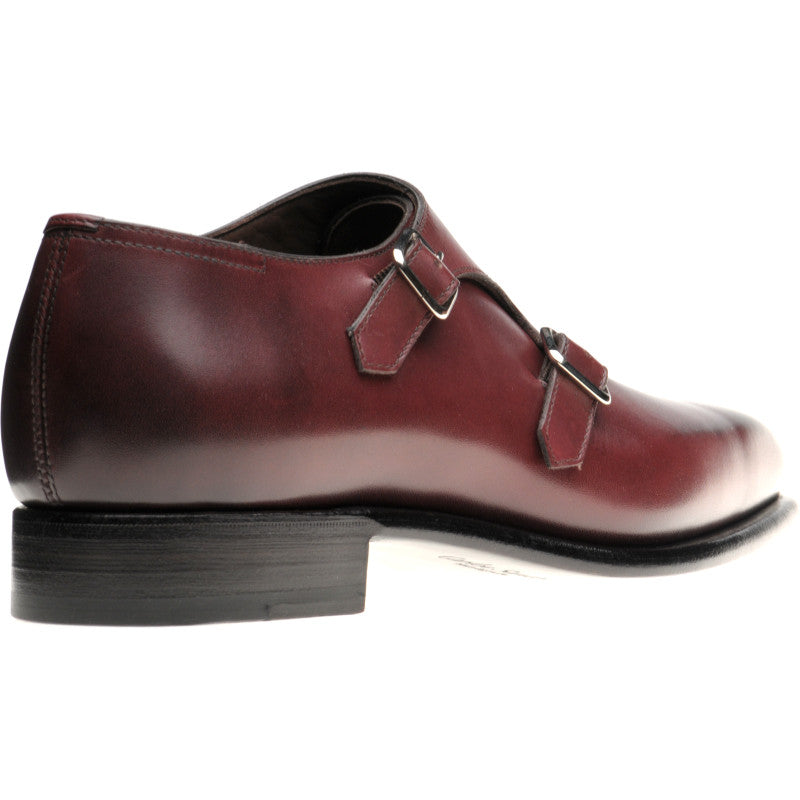 Product image for Herring Fitzrovia mens monk shoes in burgundy calf