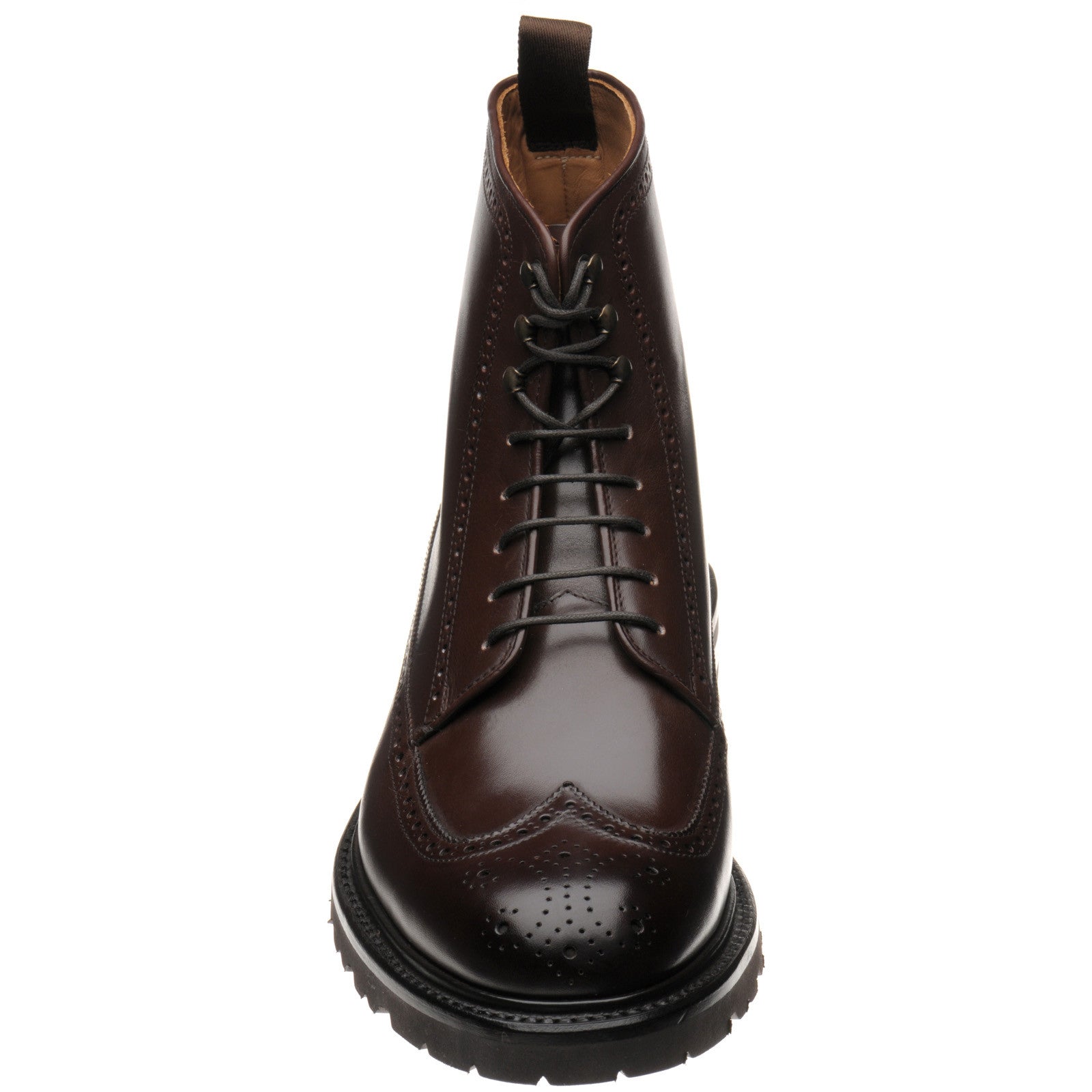 Product image for Herring Galashiels mens rubber-soled brogue boots in dark brown calf