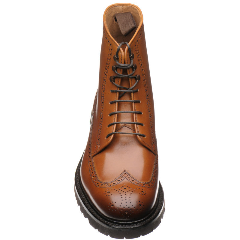 Product image for Herring Galashiels mens rubber-soled brogue boots in tan calf (second)