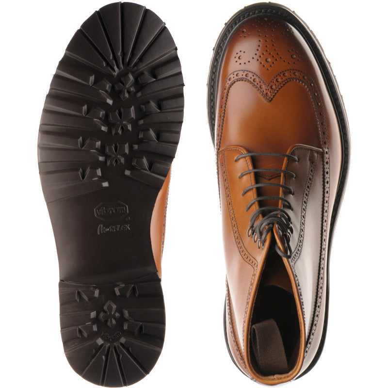 Product image for Herring Galashiels mens rubber-soled brogue boots in tan calf (second)