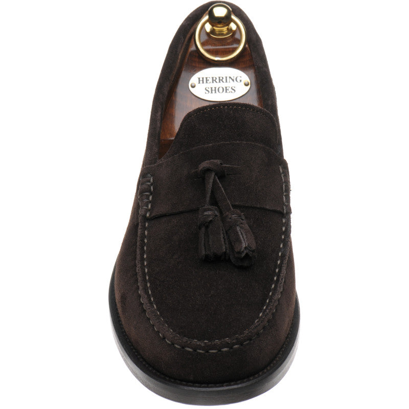 Product image for Herring Genoa mens tasselled loafers in dark brown suede (second)