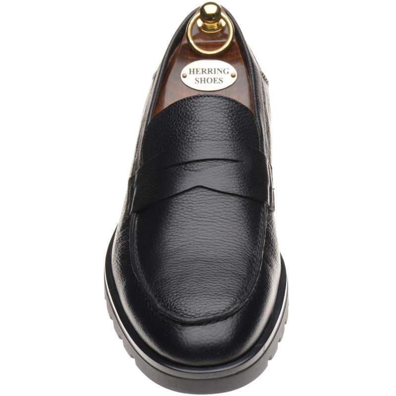 Product image for Herring Georgio mens rubber-soled loafers in black grain