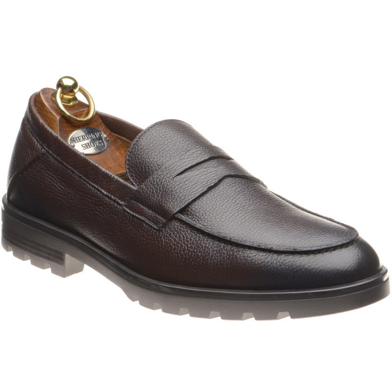 Product image for Herring Georgio mens rubber-soled loafers in brown grain