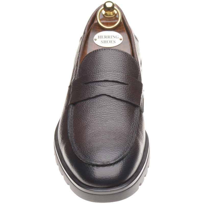 Product image for Herring Georgio mens rubber-soled loafers in brown grain