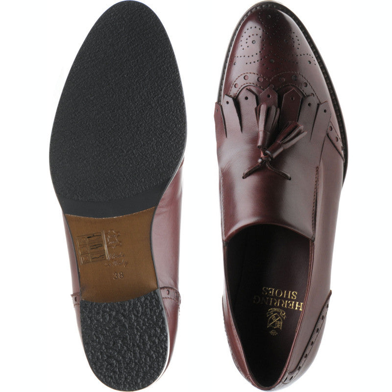 Product image for Herring Giulietta ladies hybrid-soled tasselled loafers in burgundy calf