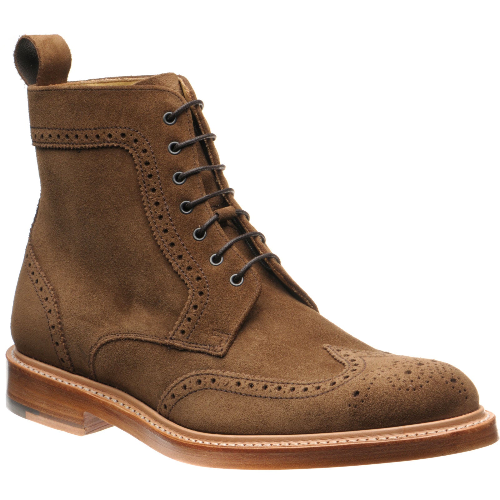 Herring Hawthorn mens brogue boots in tobacco suede – Herring Shoes