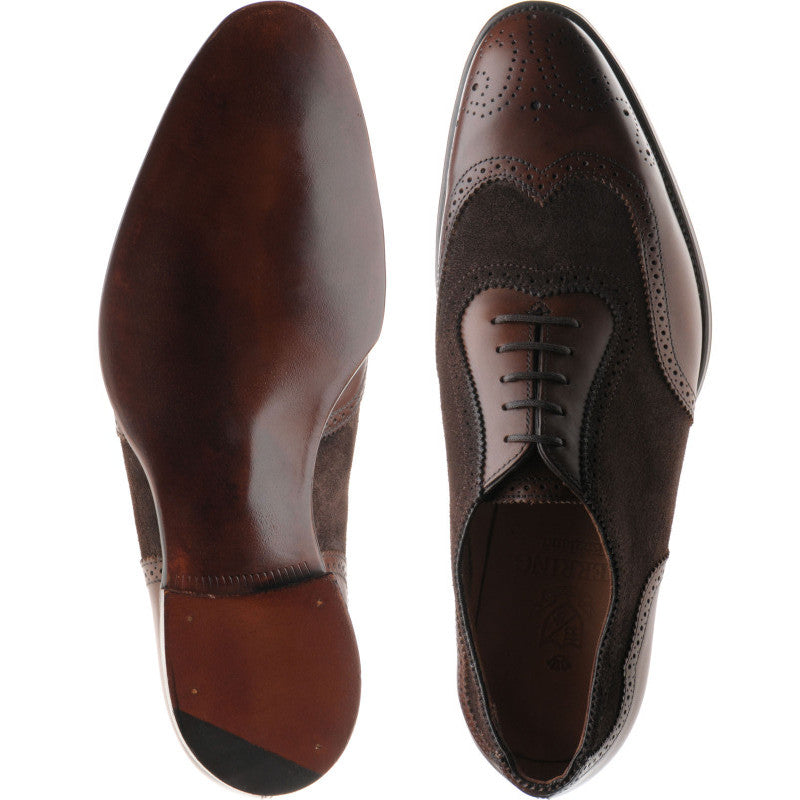 Product image for Herring Henry II mens brogues in espresso calf and brown suede