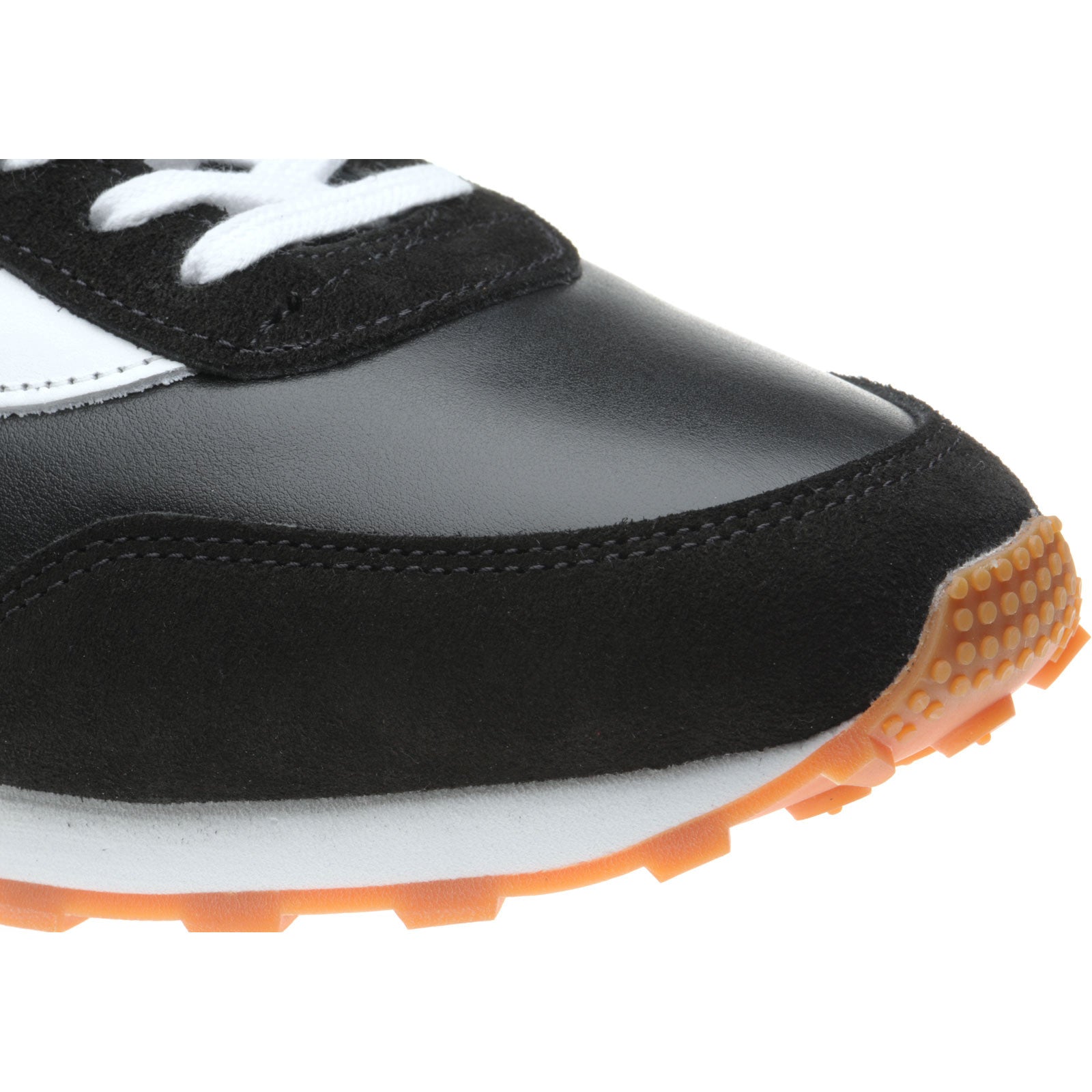 Product image for Herring Horwich Trainer mens two-tone rubber-soled trainers in black calf suede and white calf