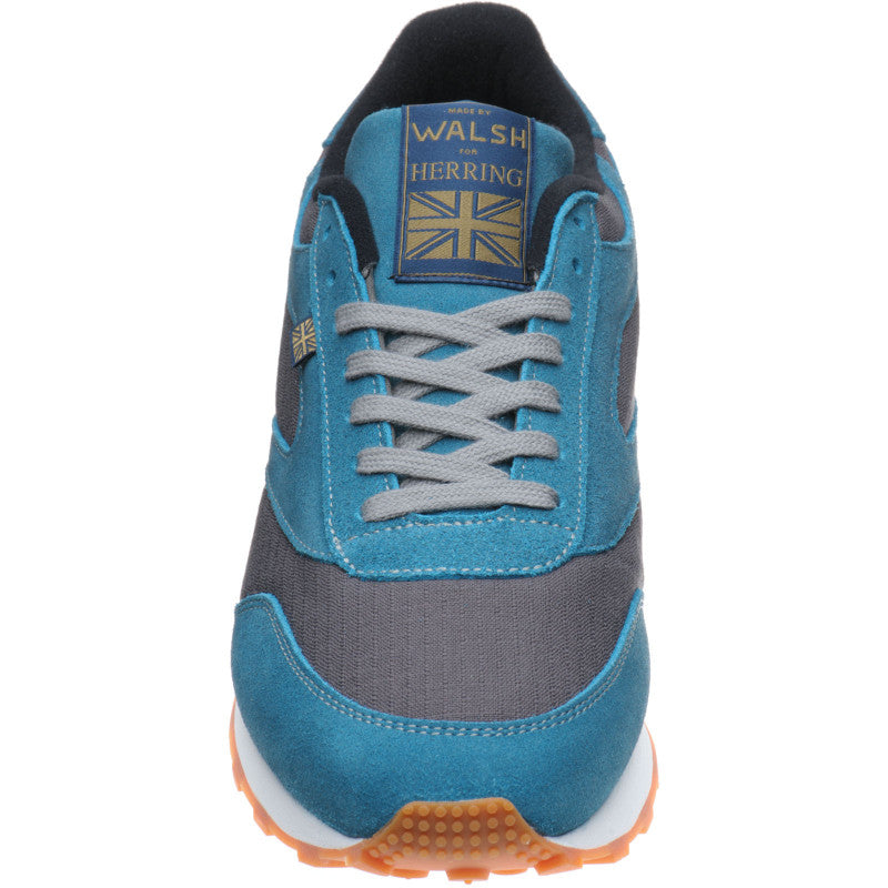 Product image for Herring Horwich Trainer mens two-tone rubber-soled trainers in grey titan and teal suede