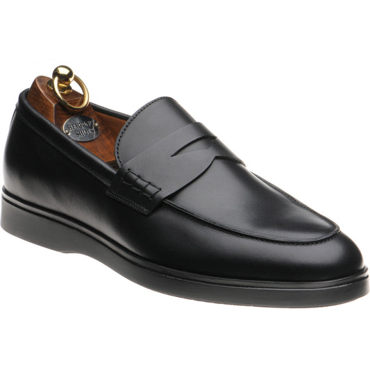 Product image for Herring Ibiza mens rubber-soled loafers in black calf