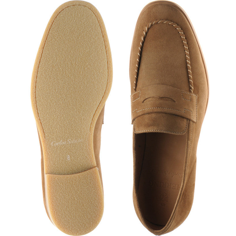 Product image for Herring Ives mens rubber-soled loafers in brown suede