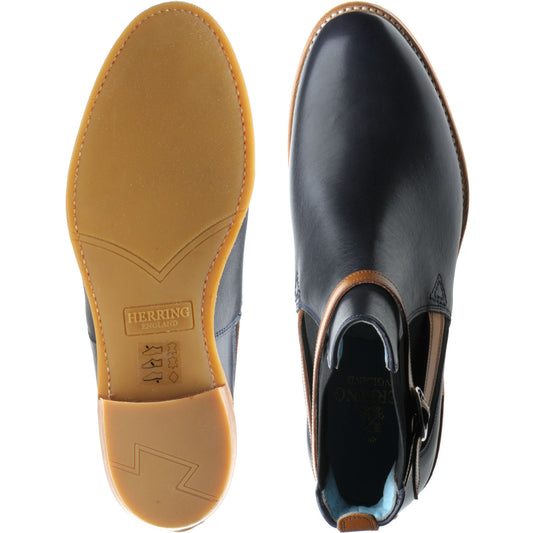 Product image for Herring Jodie ladies rubber-soled Chelsea boots in navy calf with cedar calf strap