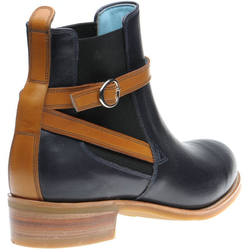 Product image for Herring Jodie ladies rubber-soled Chelsea boots in navy calf with cedar calf strap (second)