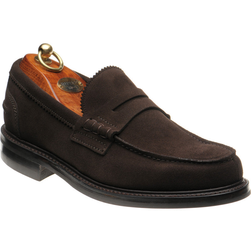 Product image for Herring Kennedy II R mens rubber-soled loafers in bitter choc suede
