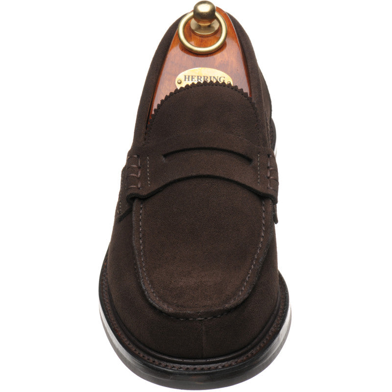 Product image for Herring Kennedy II R mens rubber-soled loafers in bitter choc suede