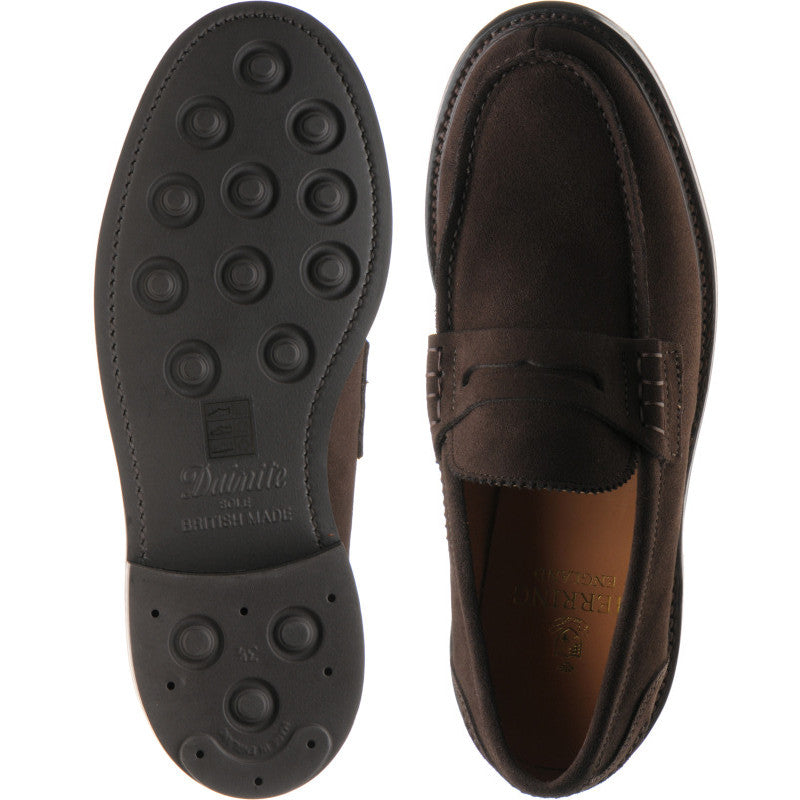 Product image for Herring Kennedy II R mens rubber-soled loafers in bitter choc suede