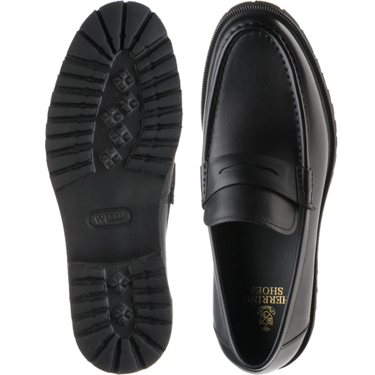 Product image for Herring Kramer Mod mens rubber-soled loafers in black waxy
