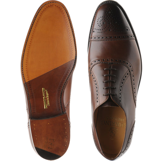 Product image for Herring Lambeth mens semi-brogues in mahogany calf