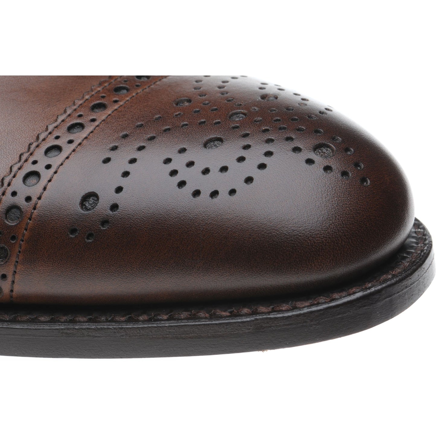 Product image for Herring Lambeth mens semi-brogues in mahogany calf