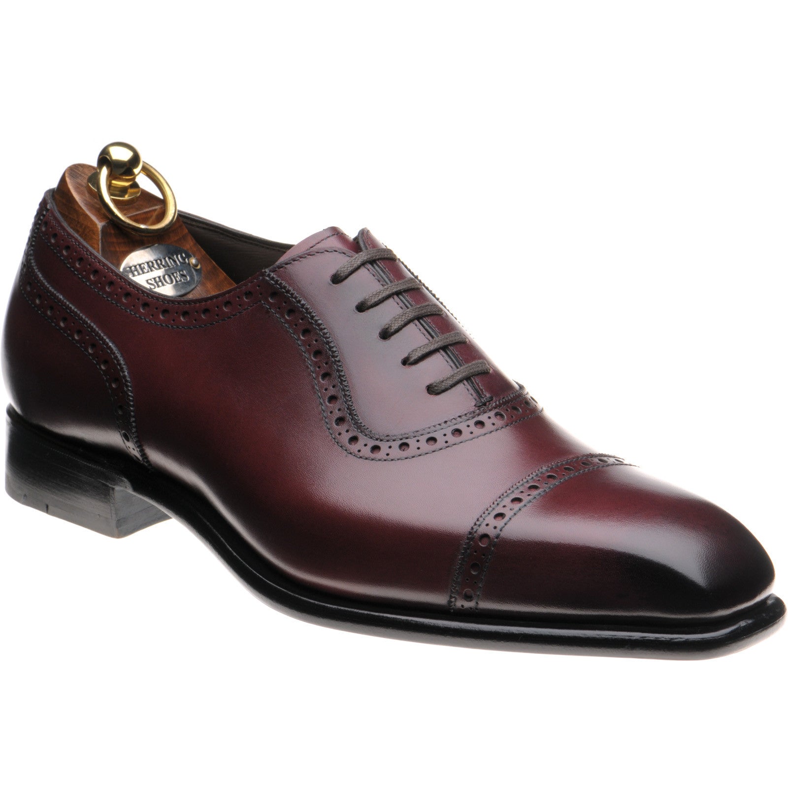 Herring Lincoln mens semi-brogues in burgundy calf – Herring Shoes